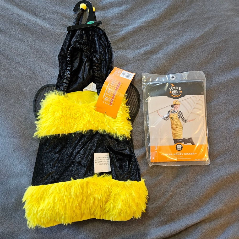 Hyde and Eek Boutique Infant Bumblebee Costume 12-18 Months w/ bee keeper adult - Picture 2 of 10